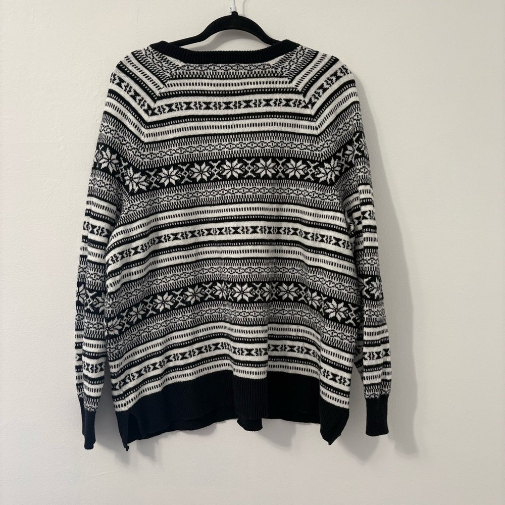Old Navy Black Fair Isle Cotton Blend Holiday Sweater Sz XXL - Picture 4 of 5